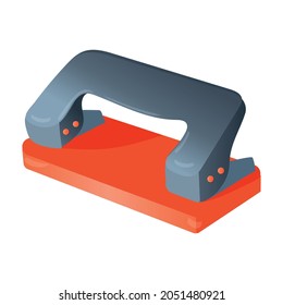 Metal bright hole punch for making holes in paper. Isolated image on a white background.