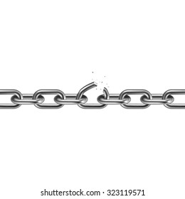 Metal broken chain 3D. Freedom concept. Vector illustration.