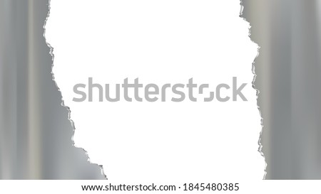 Metal broken plate isolated on white background. Torn steel. Vector template