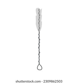 Metal brush for cleaning straws flat style, vector illustration isolated on white background. Reusable product, decorative design element, zero waste and eco friendly lifestyle