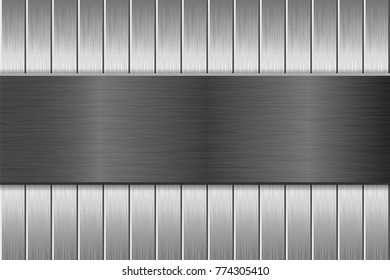 Metal brushed texture with vertical brushed planks. Vector 3d illustration