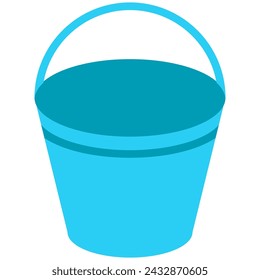 Metal bucket for carrying liquid and dry construction mixtures. Construction professional tools and equipment of highly qualified specialist. Simple flat vector isolated on white background