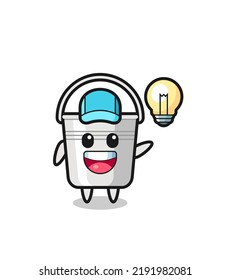 metal bucket character cartoon getting the idea , cute style design for t shirt, sticker, logo element