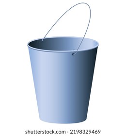 Metal bucket with handle isolated on white background. Vector design element.