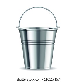 metal bucket with handle on a white background. vector illustration