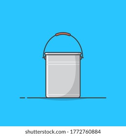 Metal Bucket With Handle Vector Icon Illustration. Bucket Container Icon