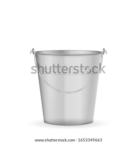 Metal bucket on a white background. Vector illustration.