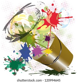 Metal bucket with a paint.Vector eps10