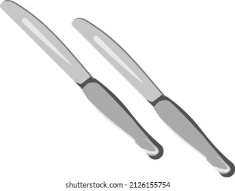 Metal butter knife, illustration, vector on a white background.