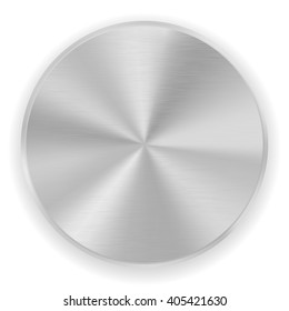 Metal button, brushed texture. Vector illustration isolated on white background