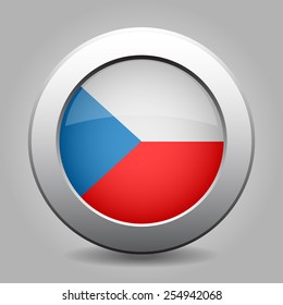 metal button with the Czech flag on a gray background
