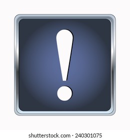 Metal button exclaminations mark on the white background
