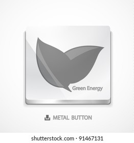 Metal button with green concept. Eps10 icon