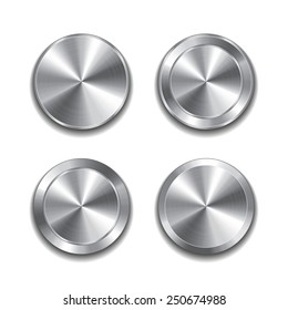 Metal button isolated on white photo-realistic vector illustration