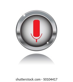 metal button with microphone icon