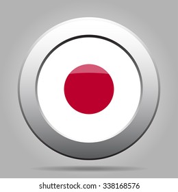 metal button with the national flag of Japan on a gray background