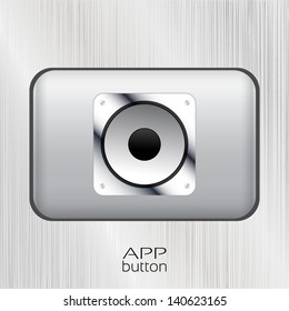 Metal button on a metal background, Image speaker system