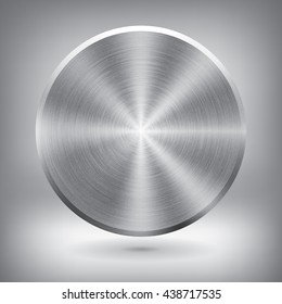 Metal button, vector metallic texture, round element for you project design