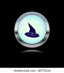 metal button with witch hat