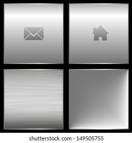 Metal buttons, icon technology set with metal texture element. 