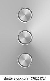 Metal buttons isolated on metal background. Vector realistic design elements.