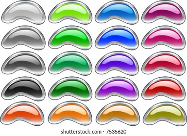 Muchos botones de metal. Ilustración vectorial.