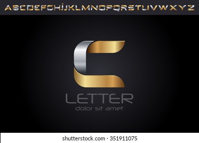 Metal C Letter Logo, Alphabet Logo Design.