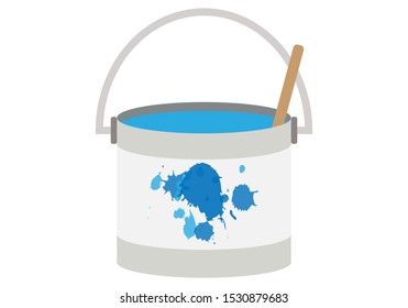 Metal can of blue paint.