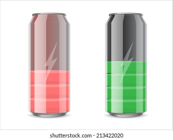 metal can  with drink like a battery with a charge division