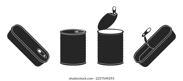 Metal can isolated black set icon. Vector illustration aluminum container on white background .Vector black set icon metal can.