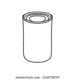Metal can mockup. Vector illustration of package for food. Line design icon.