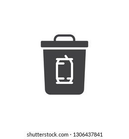 Metal can waste vector icon. filled flat sign for mobile concept and web design. Tin can trash bin simple solid icon. Garbage symbol, logo illustration. Pixel perfect vector graphics