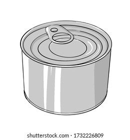 metal can without inscription on an isolated white background. vector illustration