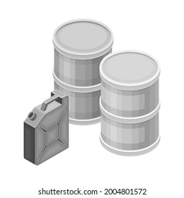 Metal Canister and Tanks with Fuel or Petrol for Car Charging Isometric Vector Illustration