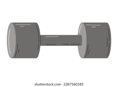 Metal cartoon dumbbell for sports. Vector flat illustration isolated on white background.