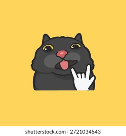 Gato de metal Meme Etiqueta engomada Vector Lindo Ilustración