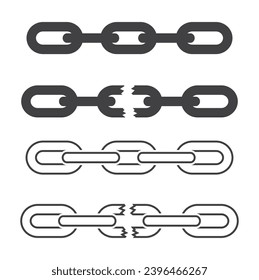 conjunto de iconos rotos de la cadena de metal