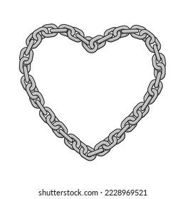 Metal chain drawing in the form heart  Vector illustration isolated 