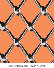 METAL CHAIN FENCE ALL OVER PRINT SEAMLESS PATTERN VECTOR