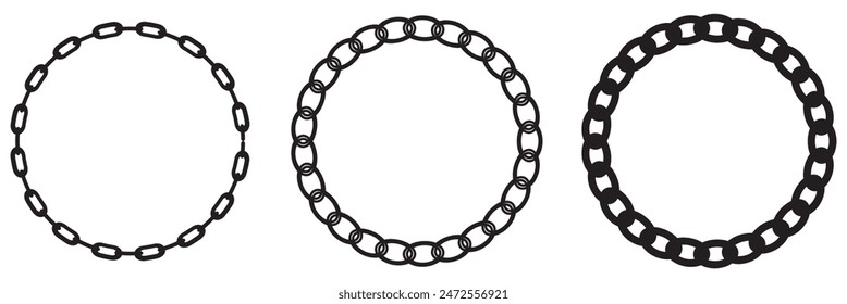 Metal chain icon. Vector circle silhouette.