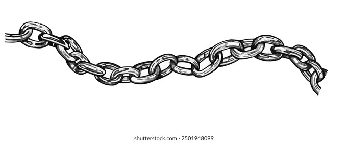 Metal Chain Illustration in Black and White. Chain icon vector isolated. Vector connection concept. Chain solid icon. Chain vector drawing