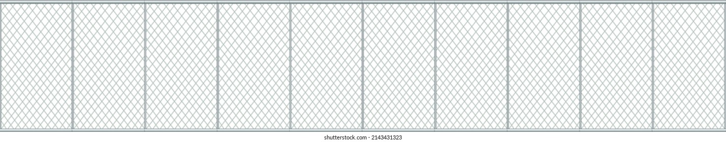 Metal chain link fence on white background illustration