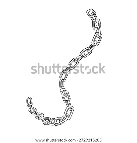 Metal Chain Link Vector Line Art Hand Drawn Illustration