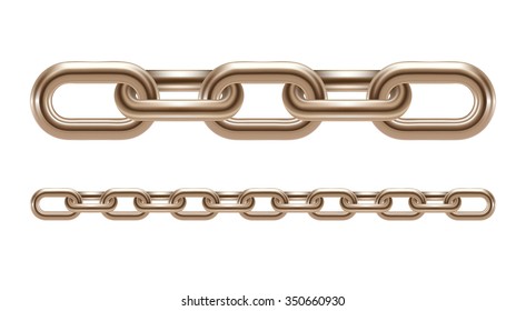 Metal chain links vector illustration isolated on white background