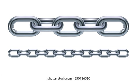 Metal chain links vector illustration isolated on white background