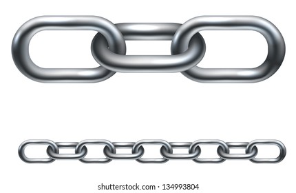 Metal chain links. In the vector version the illustration is arranged in layers to make it easier to extend to desired length.
