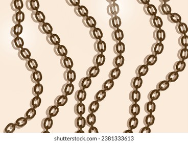 Metal chain made of gold. Realistic seamless wavy chains. Template for your design. Vector illustration.