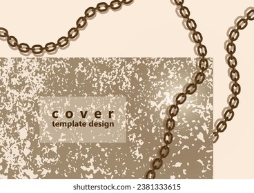 Metal chain made of gold. Realistic seamless wavy chains. Template for your design. Vector illustration.