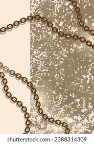 Metal chain made of gold. Realistic seamless wavy chains. Template for your design. Vector illustration.