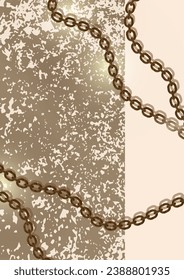 Metal chain made of gold. Realistic seamless wavy chains. Template for your design. Vector illustration.
